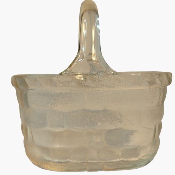 Vintage Clear Glass Miniature Basket - Picture 3 of 6